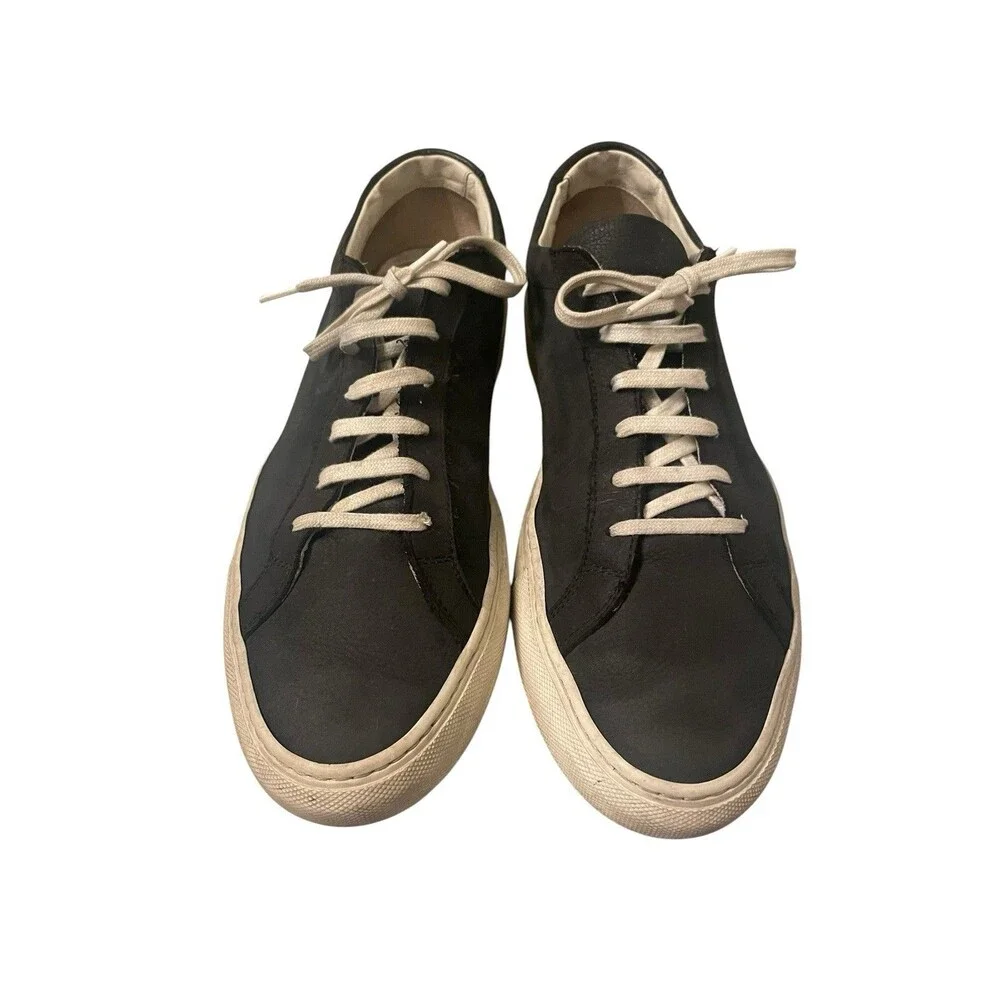 Common Projects Achilles Low Black White Leather Sneakers US 12 EU 45 Italy